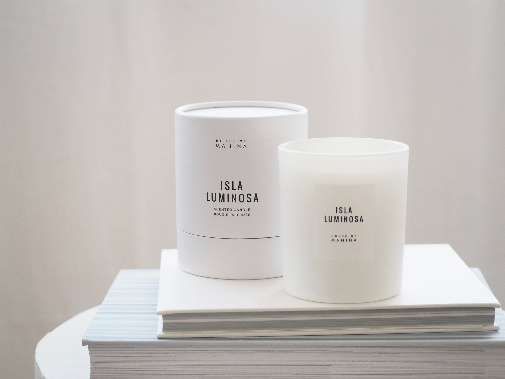 House of Mahina Isla Luminosa Classic Candle and Packaging