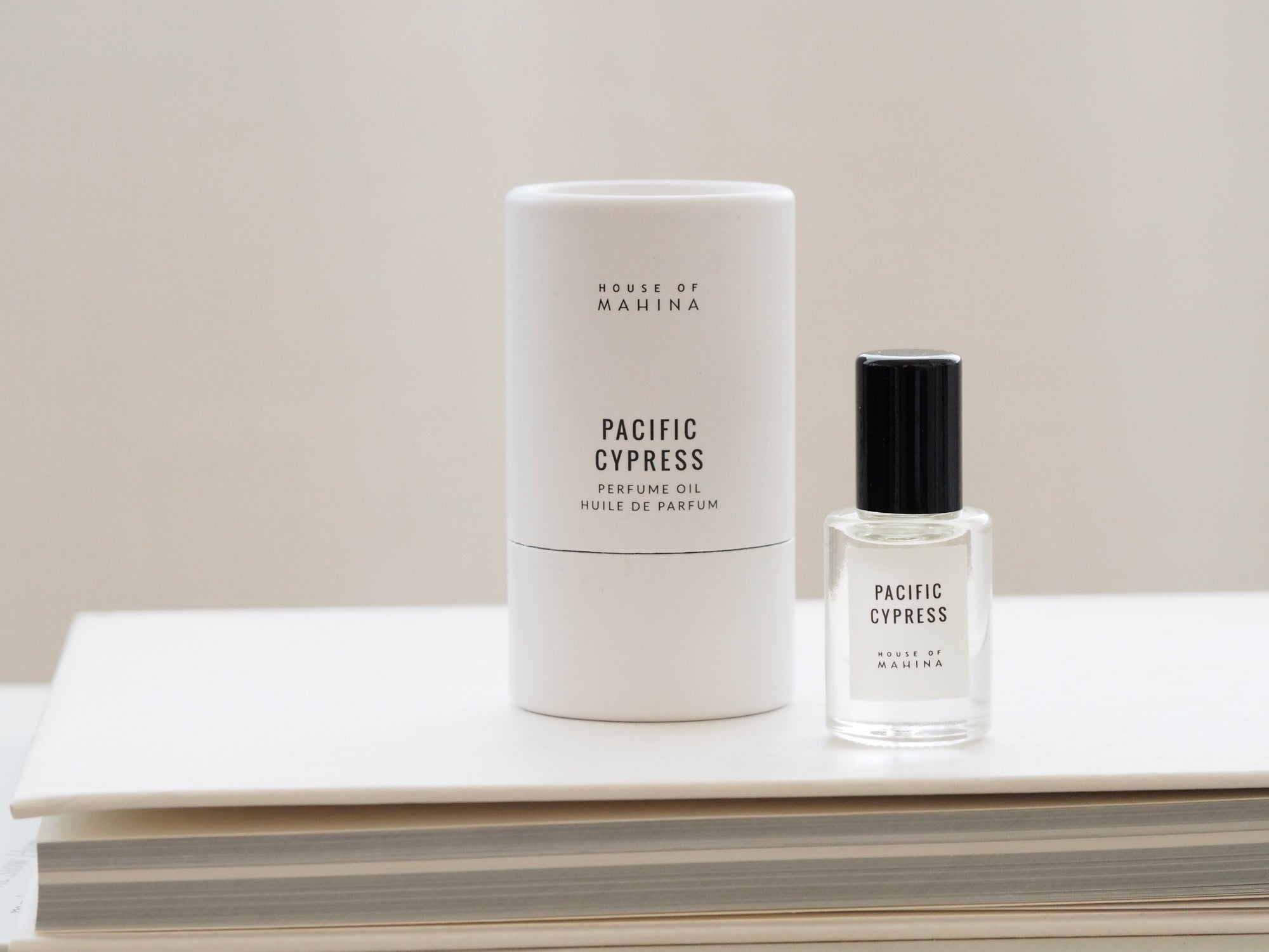 House of Mahina Pacific Cypress Perfume Oil  and Packaging