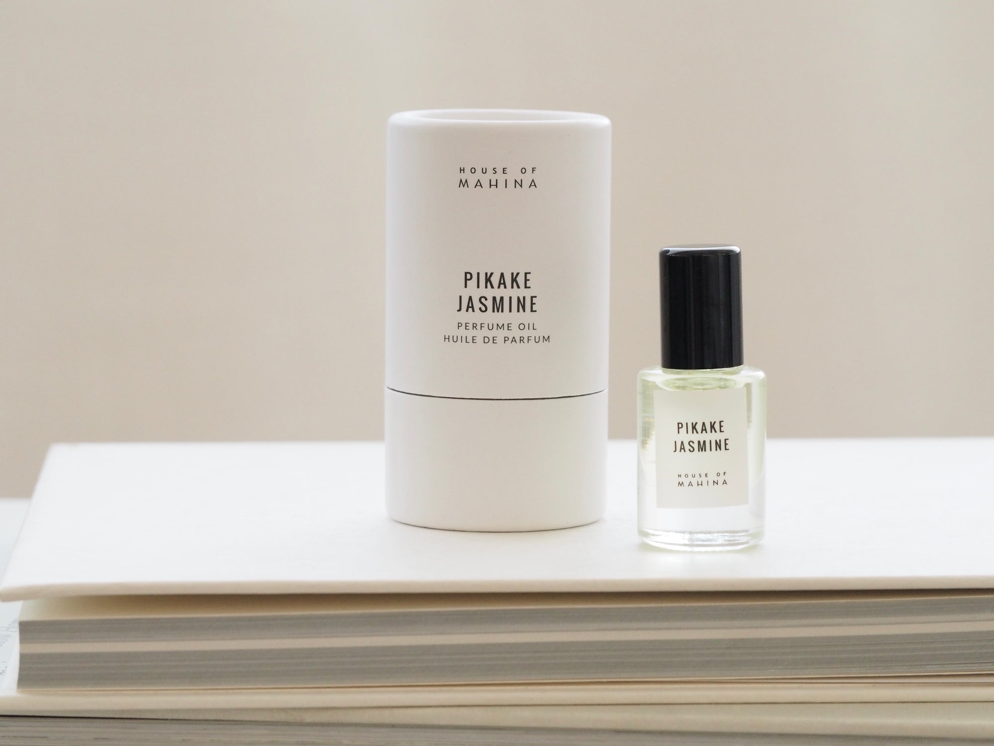 House of Mahina Pikake Jasmine Perfume Oil  and Packaging