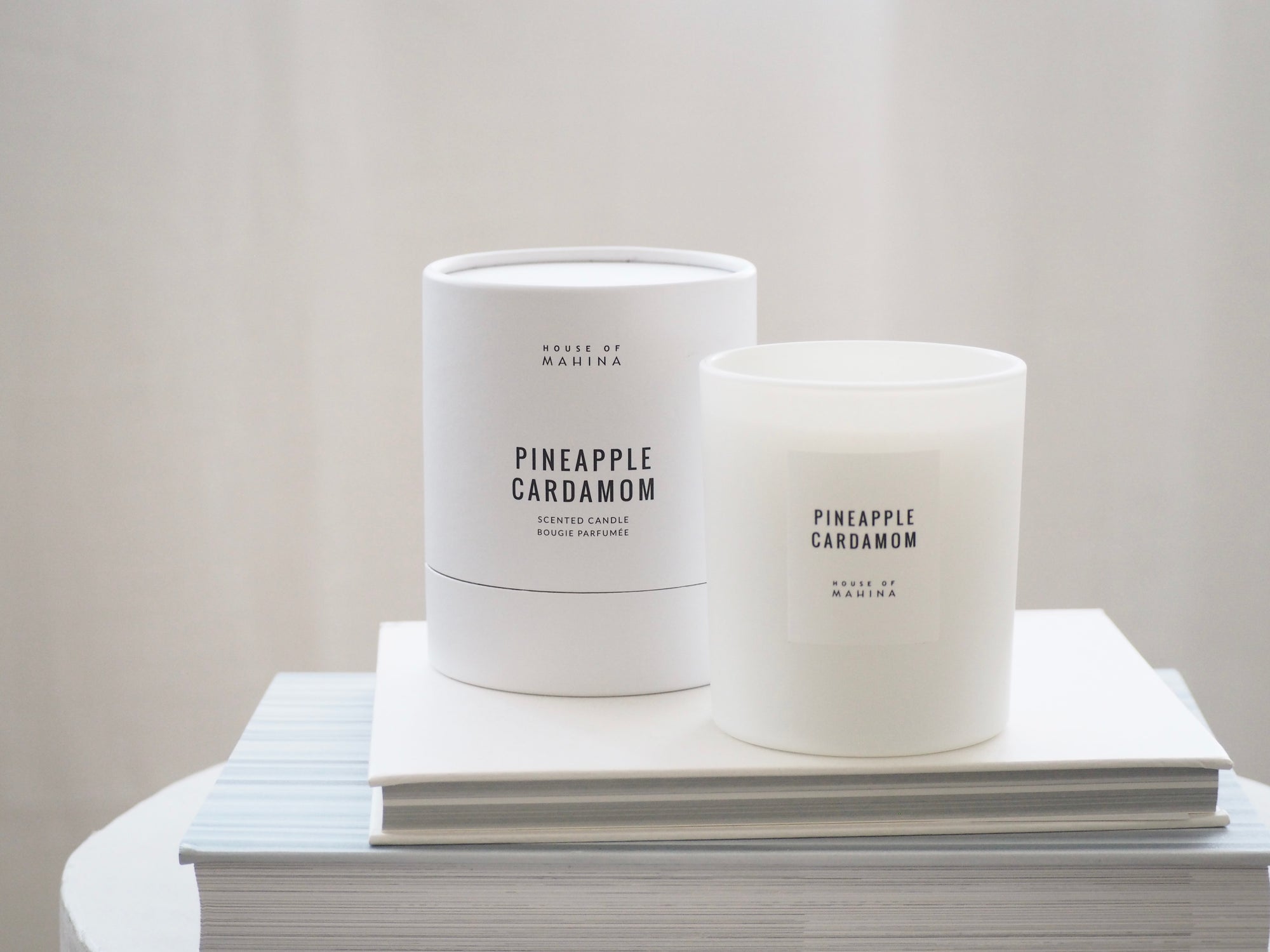 House of Mahina Pineapple Cardamom Classic Candle and Packaging