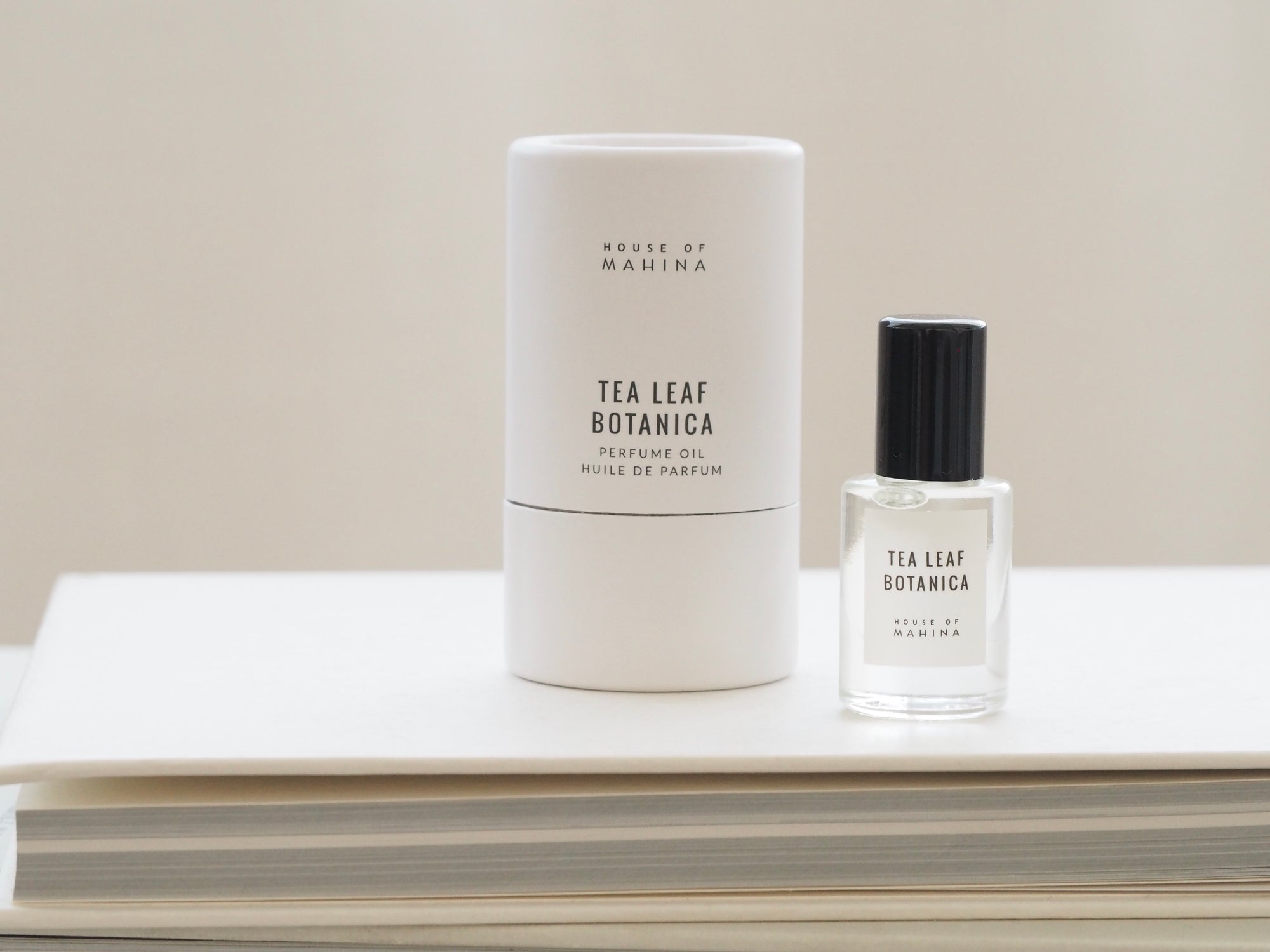 House of Mahina Tea Leaf Botanica Perfume Oil  and Packaging