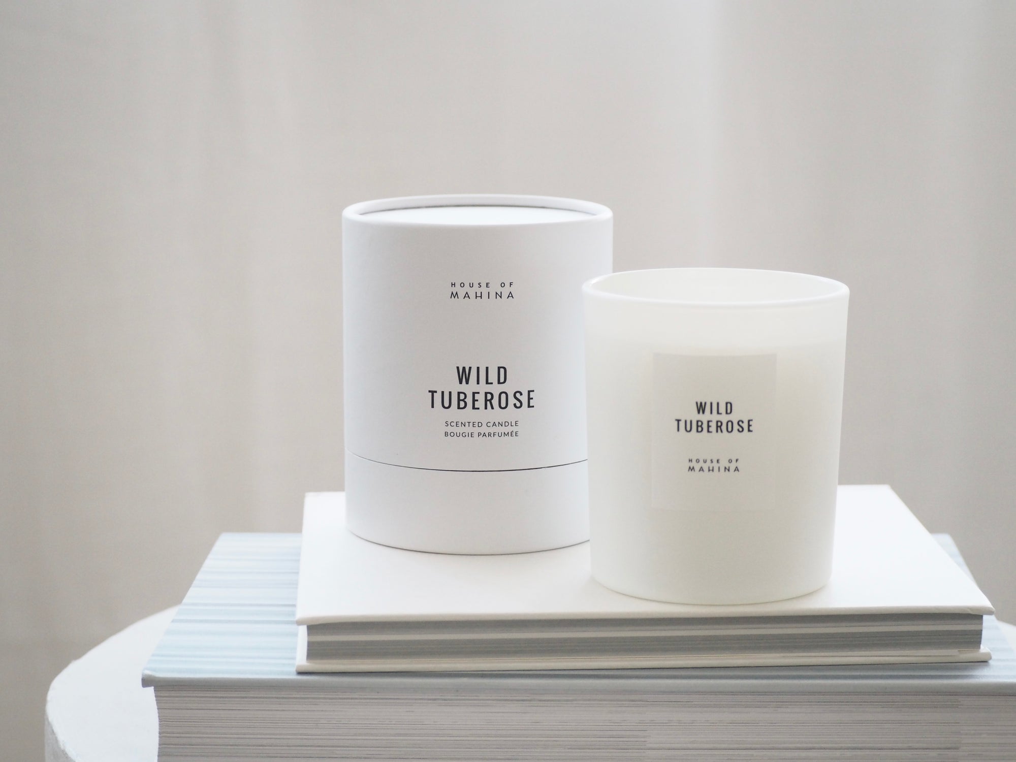 House of Mahina Wild Tuberose Classic Candle and Packaging